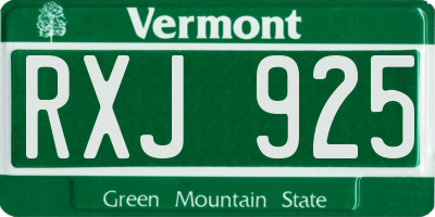 VT license plate RXJ925