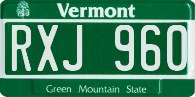 VT license plate RXJ960