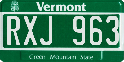 VT license plate RXJ963