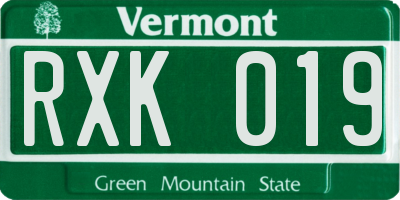 VT license plate RXK019