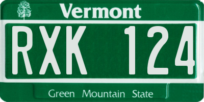 VT license plate RXK124