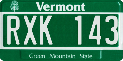 VT license plate RXK143