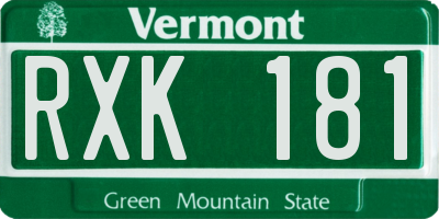 VT license plate RXK181