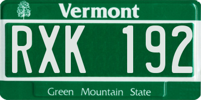 VT license plate RXK192