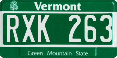 VT license plate RXK263