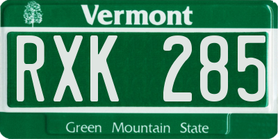 VT license plate RXK285