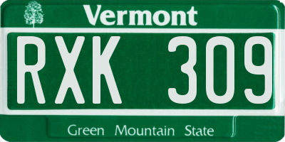 VT license plate RXK309