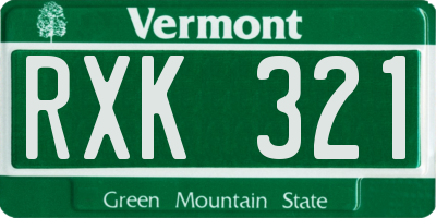 VT license plate RXK321