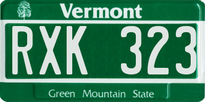 VT license plate RXK323