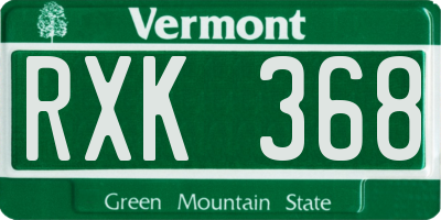 VT license plate RXK368