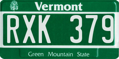 VT license plate RXK379