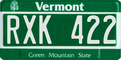 VT license plate RXK422