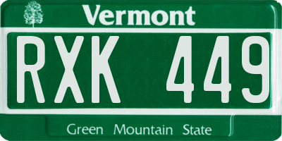 VT license plate RXK449