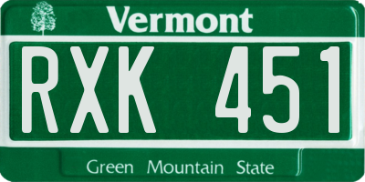 VT license plate RXK451