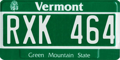 VT license plate RXK464
