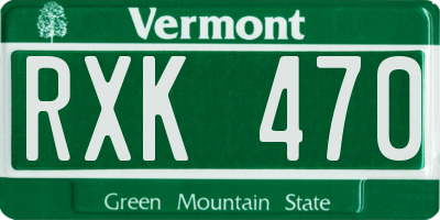 VT license plate RXK470