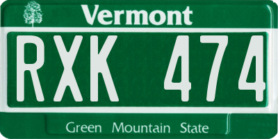 VT license plate RXK474