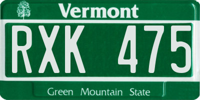 VT license plate RXK475