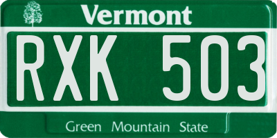 VT license plate RXK503