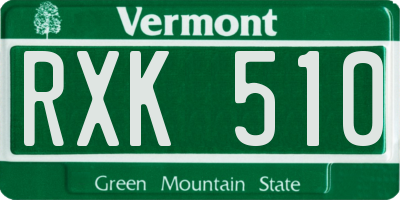 VT license plate RXK510