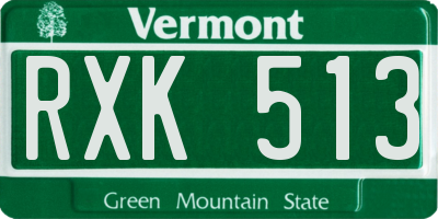 VT license plate RXK513