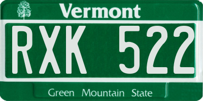 VT license plate RXK522