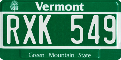 VT license plate RXK549