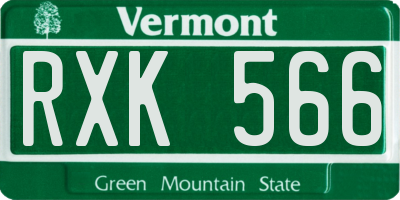 VT license plate RXK566