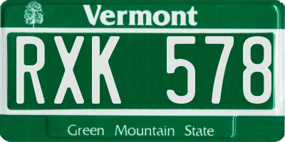 VT license plate RXK578