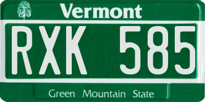 VT license plate RXK585