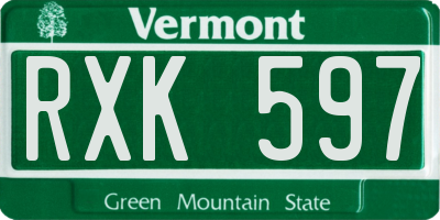 VT license plate RXK597