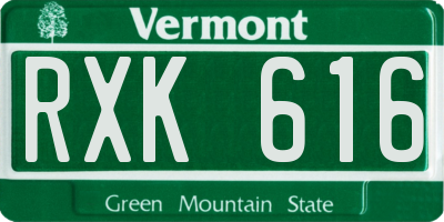 VT license plate RXK616