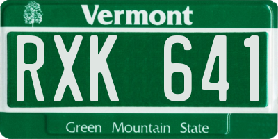 VT license plate RXK641