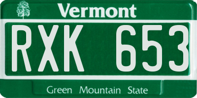 VT license plate RXK653