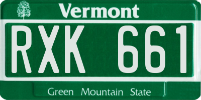 VT license plate RXK661