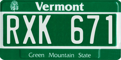 VT license plate RXK671