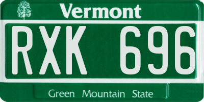 VT license plate RXK696