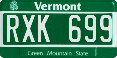 VT license plate RXK699