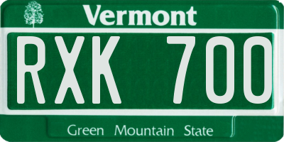 VT license plate RXK700