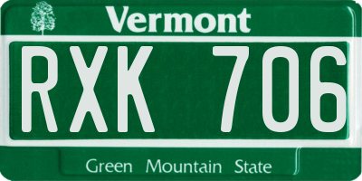 VT license plate RXK706