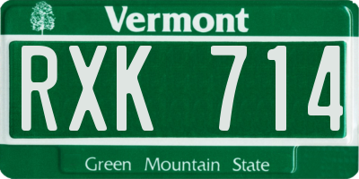 VT license plate RXK714