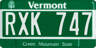 VT license plate RXK747