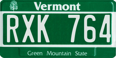 VT license plate RXK764