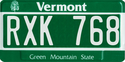 VT license plate RXK768