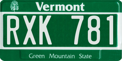 VT license plate RXK781