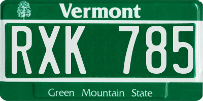 VT license plate RXK785
