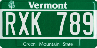 VT license plate RXK789
