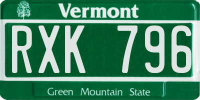 VT license plate RXK796