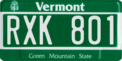 VT license plate RXK801