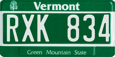 VT license plate RXK834